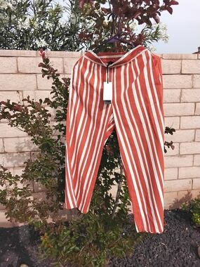 Cotton On Red and White Vertical Stripe Pants